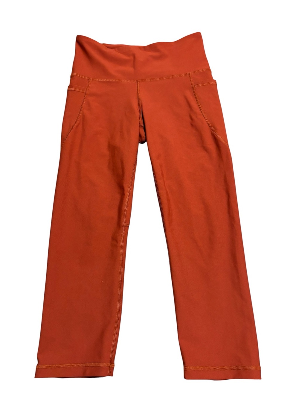 Old Navy Women’s Active Capri Leggings Orange Powersoft High Rise Go Dry Medium